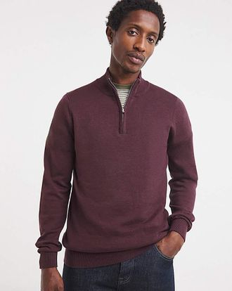 Jacamo Cotton 1/4 Zip Funnel Knit Top