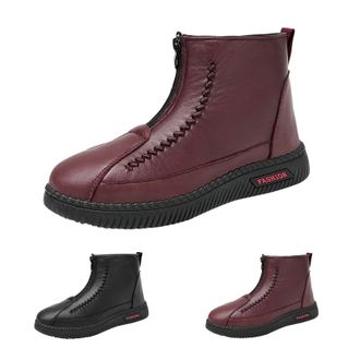 Generic Women Winter Snow Boots Fleece Lined Thick Warm Ankle Booties Retro Insulated Outdoor Non Slip Shoes with Zipper Casual Comfortable Waterproof Short B