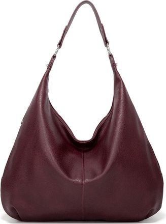 Generic Ashioup Womens Tote Bag Vintage PU Leather Handbags for Women Hobo bags Tote Shoulder Bag with Zipper, Dark Red Coffee, One Size