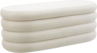 TecTake Banco con almacenaje, terciopelo, carga 150 kg, 110 x 45 x 42 cm crema