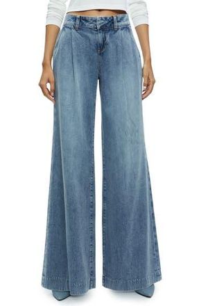 Alice & Olivia Eric Pleated Waist Wide Leg Jeans in Sadie Vintage Blue at Nordstrom Rack, Size 32