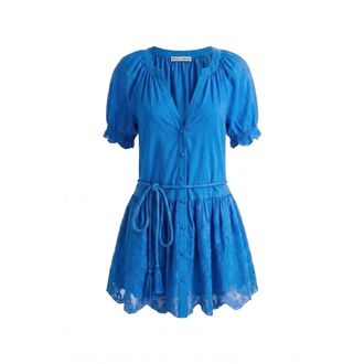 Alice & Olivia Thalia Tunic Dress - Dames - Korte kleedjes - Blauw - M - Katoen - Kleedjes