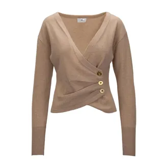 Elisabetta Franchi V-neck Cardigan - female - Elisabetta Franchi - V-neck Knitwear - Beige - M - Knitwear