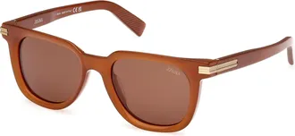 Ermenegildo Zegna Brown Square Mens Sunglasses EZ0248 45E 50
