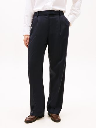 Tommy Hilfiger Anzughose TOMMY HILFIGER TIMELESS WOOL RLXD STRT PANT, Damen, Gr. 34, N-Gr, schwarz night navy, Web, Obermaterial: 54% Polyester, 44% Wolle, 2% Elasth