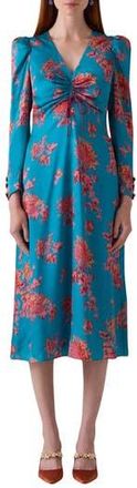 L.k. Bennett Celeste Floral Print Long Sleeve Midi Dress in Blue Multi at Nordstrom Rack, Size 16 Us / 20 Uk
