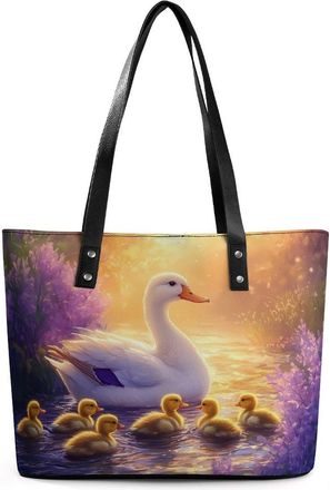 Generic Duck Flowers Tote Bags for Women Cute Shoulder Purses Handbags