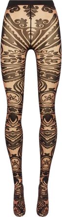 Wolford Tattoo Panty Bruin - Dames - Pantys - Zwart - S - Ondergoed