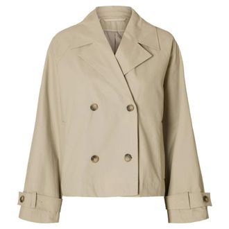 Selected Island Fossil Short Trenchcoat - Dames - Mantels - Beige - Maat: M Katoen