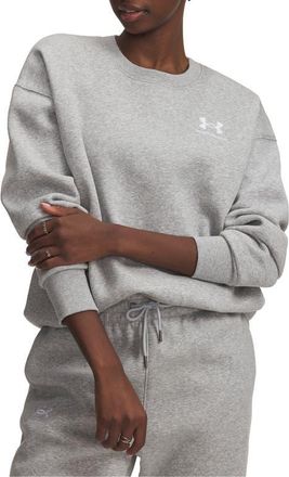 Under Armour Icon Fleece Crewneck Sweatshirt in Gray Light Heather //White at Nordstrom, Size Xx-Large