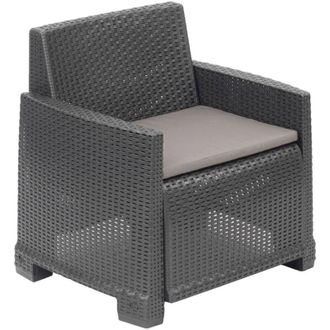 Dmora Poltrona da Esterno Gaby, Braccioli, Cuscini Inclusi Made in Italy, 66x72 cm Grigio Antracite