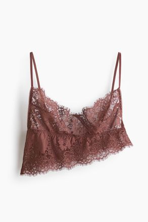 H&M Asymmetrisches Bralette aus Spitze - Dunkles Mattrosa