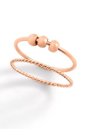 Mint & Lily Dainty Stackable Beaded Fidget Set Ring in 18K Rose Gold Plated at Nordstrom, Size 10