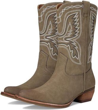 Frye and Co. Irlene Short Deco Stitch Cowboy Womens Boots Taupe : 8.5 M, Suede