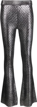 Paco Rabanne Zwarte Metallic Flared Broek - Dames - Wijde Broeken - Zwart - L - Broeken