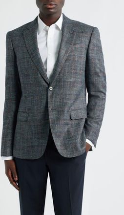 Emporio Armani G-Line Charcoal Grey Mélange Slub Wool Blend Sport Coat at Nordstrom, Size 38 Us