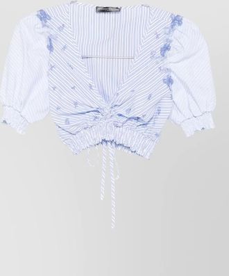 Ermanno Scervino cropped top striped pattern floral embroidery