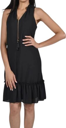 Frank Lyman Design Tamela Sleeveless Ruffle Bottom Dress With Detachable Necklace In Twilight