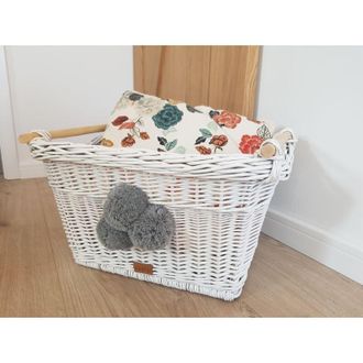 OEM Cesta Para Juguetes Y Ropa Sucia Toyi Blanca Con Pompones