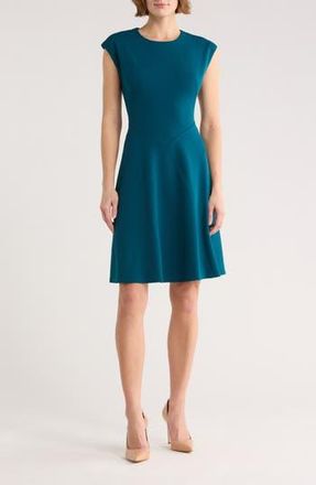 Calvin Klein Cap Sleeve A-Line Dress in Cypress at Nordstrom Rack, Size 10
