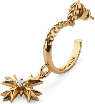 Emanuele Bicocchi EB Crest pendant single earring - unisex - Cubic Zirconia/24kt Gold Plated Sterling Silver - One Size