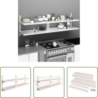 vidaXL Mensole in acciaio inox - Mensole Galleggianti a 2 Livelli 2 pz in Acciaio Inox 200x30 cm