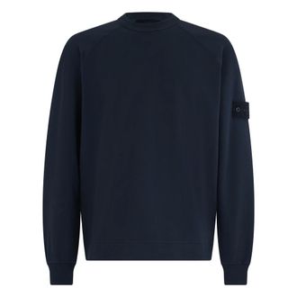 Stone Island Cotton Stretch Fleece S.i. Ghost Crewneck Sweatshirt - male - Stone Island - Sweatshirts - Blue - XL - Sweatshirts & Hoodies