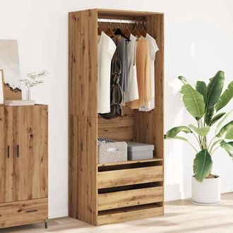 Berkfield Home Wardrobe Artisian Oak 80x50x200 cm Engineered Wood in Brown | Size: 80 x 50 x 200 cm