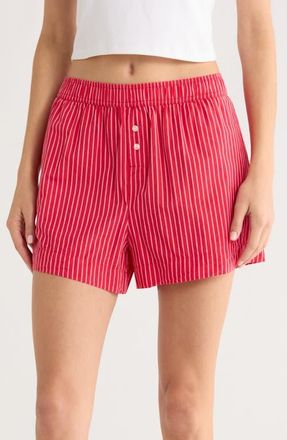Open Edit Oversize Boyfriend Boxer Shorts in Red Muse Pinstripe at Nordstrom, Size X-Large