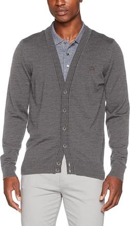 Lacoste Grijze wollen cardigan - Heren - Vesten - Grijs - 4XL - Wol - Truien & Vesten