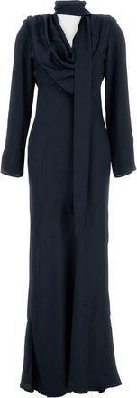 Rotate Long Draped Satin Dress