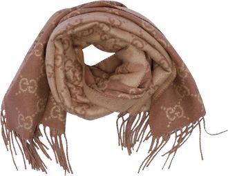 Gucci GG-pattern fringed-edges scarf - women - Metallised Fibres/Viscose/Cashmere/Polyester - One Size - Neutrals