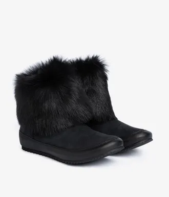 Pedro Garcia Flat boot with shearling in black suede | Jalia |Autumm - Winter 26 |