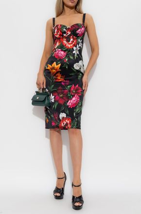 Dolce & Gabbana Dress With Floral Motif, Womens, Multicolour