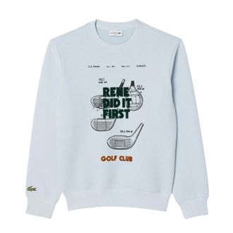 Lacoste Heren Gedrukt Piqu&eacute; Sweatshirt (Blauw)