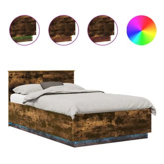 vidaXL Estructura De Cama Con Cabecera Roble Ahumado 120 X 200 Cm Vidaxl