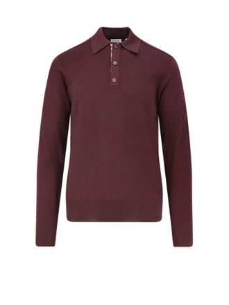 Burberry Marcus Ls Ct Wool Polo Shirt-Uomo