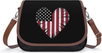 Generic Vintage U.S. Heart Flag Fashion Womens Crossbody Bags Novelty Handbag Shoulder Bag Purse