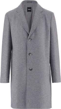 HUGO BOSS Wool Coat With Houndstooth Pattern And Tailored Design