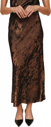 Bella Dahl Side Slit Bias Maxi Skirt In Bronze Shimmer