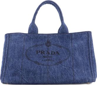 Prada Canapa Denim Large tote bag - Blauw