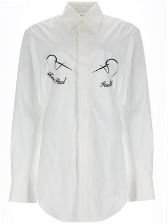 Jean Paul Gaultier Neutrals Needles Embroidered Long-Sleeve Shirt