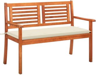 vidaXL Vidaxl - Banco De Jard&iacute;n 2 Plazas Madera Maciza Eucalipto Y Coj&iacute;n 120 Cm