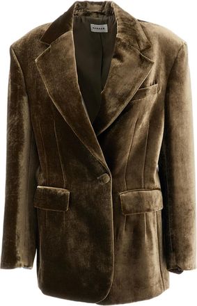 P.A.R.O.S.H. Fluid Velvet-Effect Jacket With Peak Lapels And Tailored Silhouette
