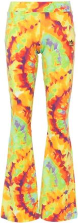 adidas tie-dye flared trousers - women - Cotton/Spandex/Elastane - 2XS - Yellow