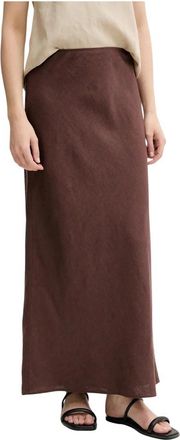 Sams&oslash;e & Sams&oslash;e Saagneta Lange Rok - Dames - Maxi Rokken - Bruin - XS - Linnen - Rokken