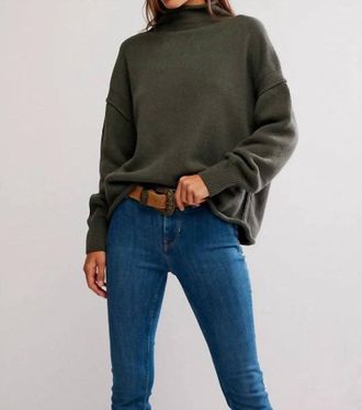 Free People Torres Roll Neck Pullover Sweater In Army