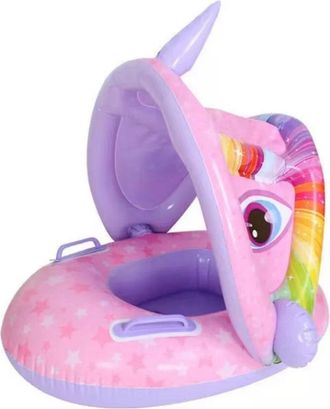 Trade Shop Trade Shop - Salvagente A Mutandina Con Cappottina 115x70cm Unicorno Gonfiabile Bambine Rosa