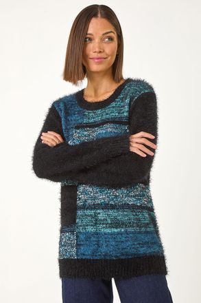 Roman Colour Block Fluffy Knit Jumper