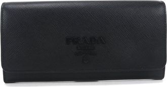 Prada Black Leather Long Wallet (Bi-Fold) (Pre-Owned)